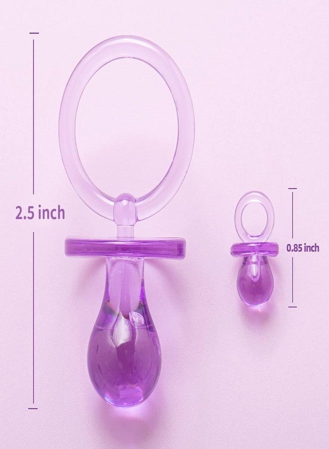 ZYFLSQ 24 Baby Shower Pacifiers Necklace，2.5 inch Acrylic Pacifier Charm Suitable for Party Favors Decorations (Purple) - Image 2